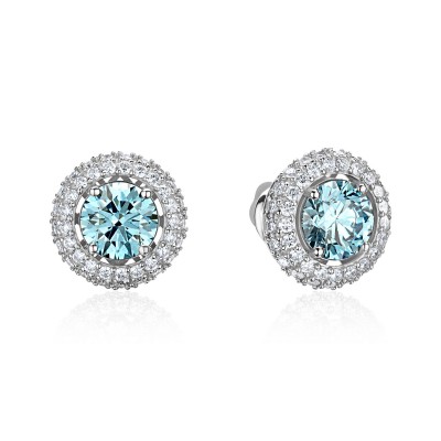 Серьги с бриллиантом из белого золота 585 пробы фото