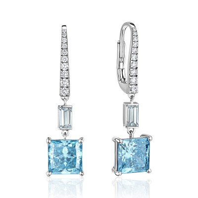 Серьги с бриллиантом из белого золота 585 пробы фото