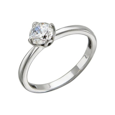 Кольцо с бриллиантом из белого золота 585 пробы фото