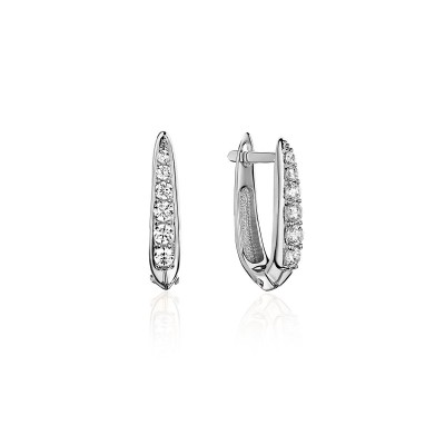 Серьги с бриллиантом из белого золота 585 пробы фото