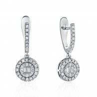 Серьги с бриллиантом из белого золота 585 пробы фото