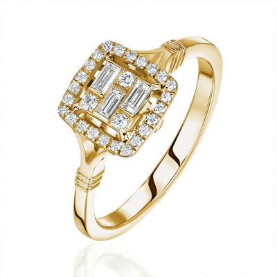 Кольцо с бриллиантом из желтого золота 585 пробы фото