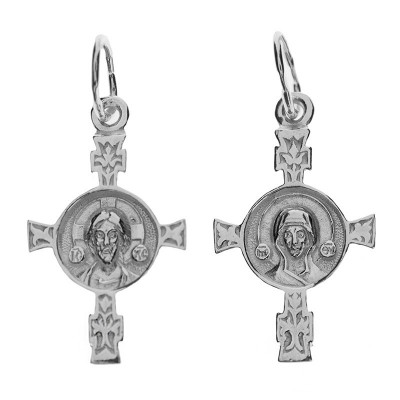 Крест Спаситель из серебра 925 пробы с фото