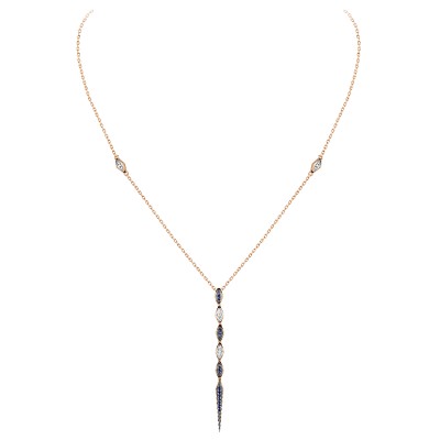 Колье с бриллиантом и сапфиром из красного золота 585 пробы фото