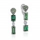 Серьги с бриллиантом, сапфиром и турмалином из белого золота 585 пробы