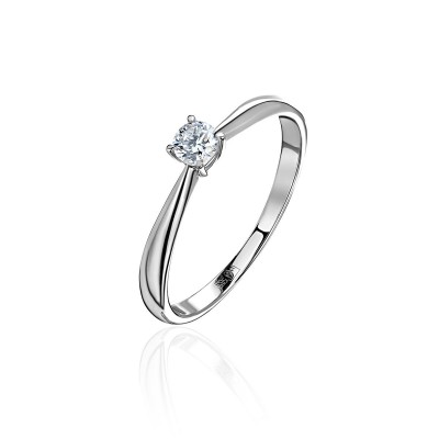 Кольцо с бриллиантом из белого золота 585 пробы фото