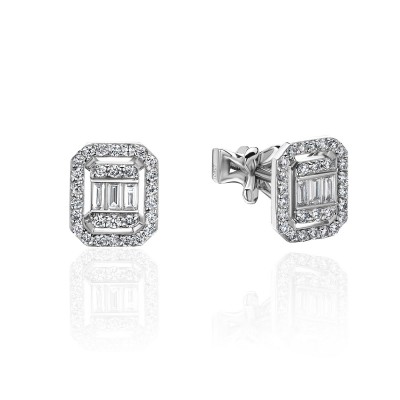 Серьги с бриллиантом из белого золота 585 пробы фото