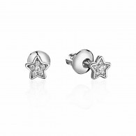 Серьги с бриллиантом из белого золота 585 пробы фото