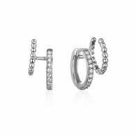 Серьги с бриллиантом из белого золота 585 пробы фото
