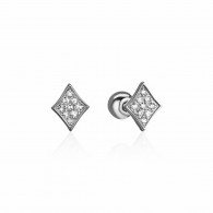 Серьга одиночная с бриллиантом из белого золота 585 пробы фото