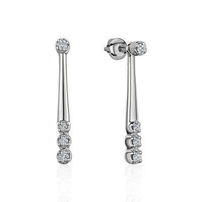 Серьги с бриллиантом из белого золота 585 пробы фото