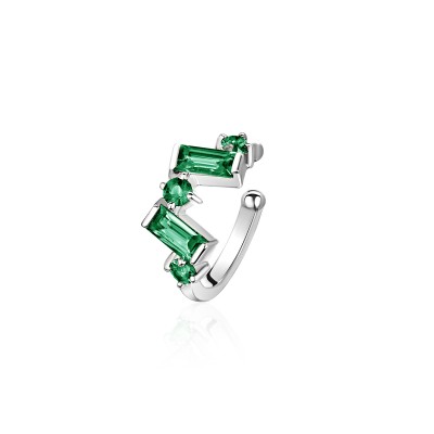 Серьга одиночная с изумрудом из белого золота 585 пробы фото