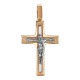 Католический нательный крестик из красного и белого золота 585 пробы