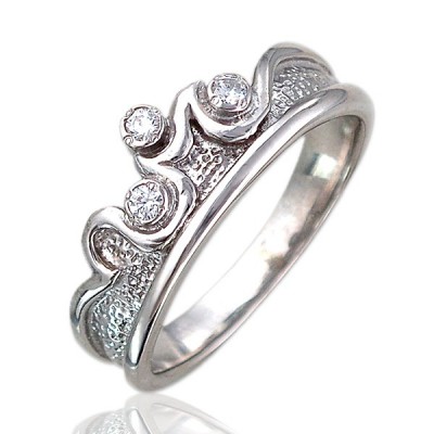 Фееричное кольцо Диадема с фианитами из серебра 925 пробы фото