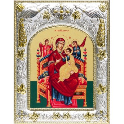 Икона Божией Матери Всецарица (Пантанасса) в серебряном окладе фото
