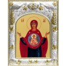 Икона Божией Матери Знамение в серебряном окладе