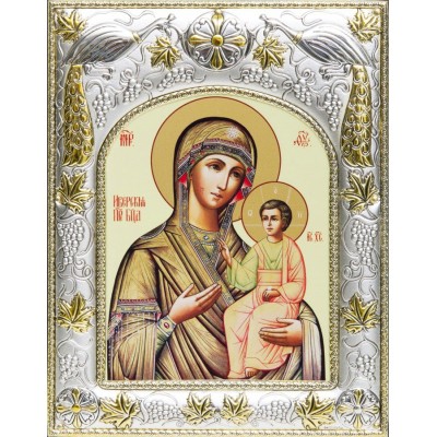 Икона Божией Матери Иверская в серебряном окладе фото