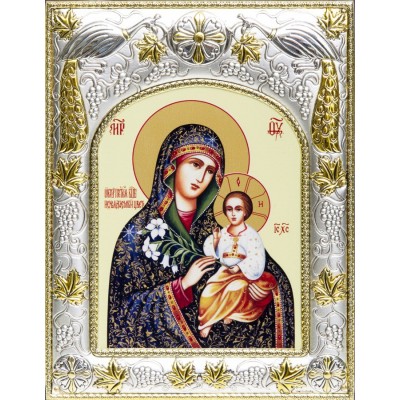 Икона Божией Матери Неувядаемый цвет в серебряном окладе фото