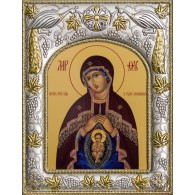 Икона Божией Матери Помощница в родах в серебряном окладе фото