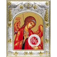 Икона  Михаил, Архангел в серебряном окладе фото