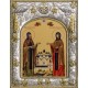 Икона Петр и Феврония Муромские 2 в серебряном окладе