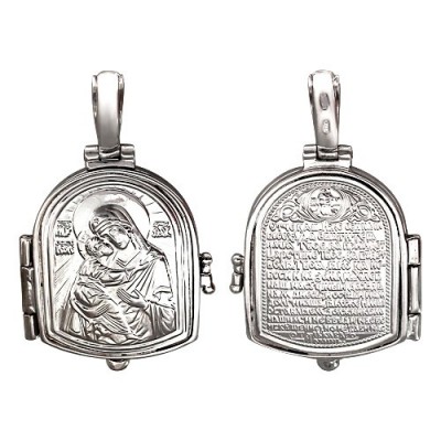 Владимирская Божья Матерь нательная иконка- ладанка  из серебра 925 пробы фото