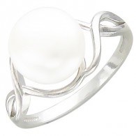 Женственное кольцо из серебра 925 пробы, декорированное жемчугом фото