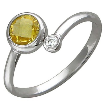 Прекрасное разомкнутое кольцо из коллекции Fashion Story silver с фианитом и цветным ювелирным стеклом из серебра 925 пробы фото