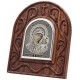 Казанская Богородица. Икона обсидиан на дереве из серебра 960 пробы