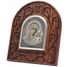 Казанская Богородица. Икона обсидиан на дереве из серебра 960 пробы