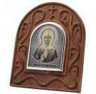 Матрона Св. Икона обсидиан на дереве из серебра 960 пробы