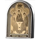 Святая Троица. Дорожная икона в виде арки обсидиан из серебра 925 пробы