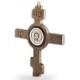 Дорожный крест "Господи, спаси и сохрани" обсидиан/дерево  (190мм х 170мм) серебро 925 пробы