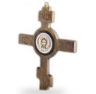 Дорожный крест "Господи, спаси и сохрани" обсидиан/дерево  (190мм х 170мм) серебро 925 пробы