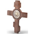 Крест. Дорожная икона обсидиан на дереве из серебра 925 пробы
