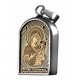 Тихвинская Богородица. Образок в виде арки обсидиан из серебра 925 пробы