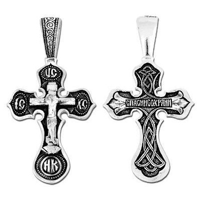 Православный серебряный нательный крест, серебро 925 пробы с чернением фото