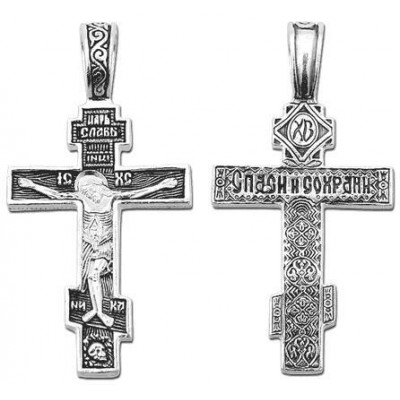 Крест православный из серебра 925 пробы с чернением фото