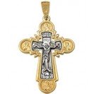 Православный крест Распятие Христово из серебра 925 пробы с красной позолотой