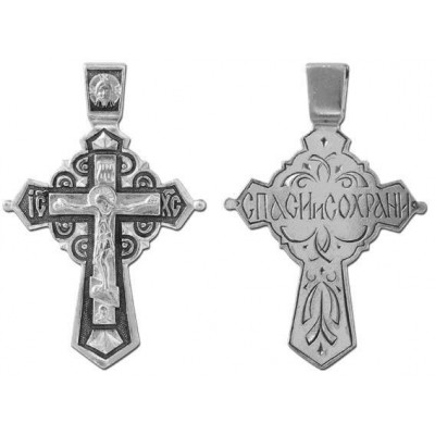 Православный нательный крест из серебра 925 пробы с чернением фото