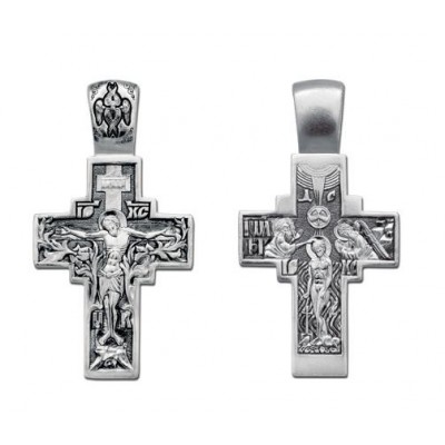 Православный нательный крестик из  серебра 925 пробы с чернением фото