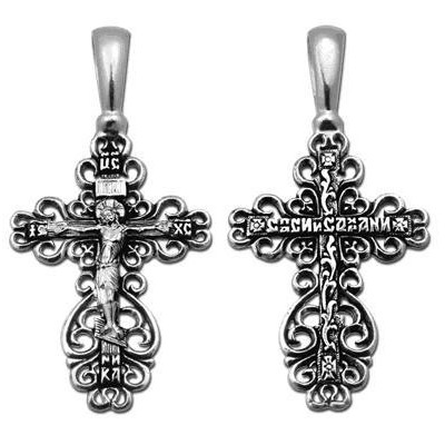 Нательный крест православный, серебро 925 пробы с чернением фото
