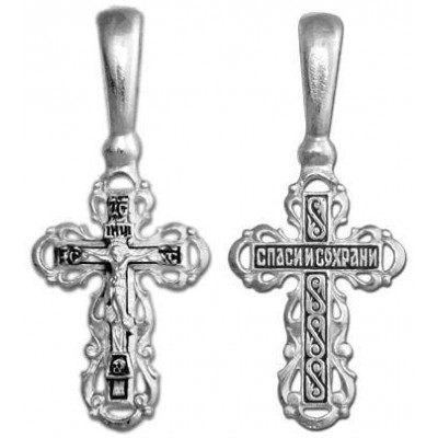 Православный серебряный нательный крест, серебро 925 пробы с чернением фото