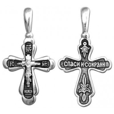 Нательный крест православный, серебро 925 пробы с чернением фото