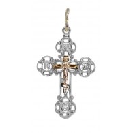 Православный крестик из золота и серебра Ag 925/Au 585 фото