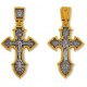 Крест православный "Распятие Христово. Св. Сергий Радонежский" из серебра 925 пробы с желтой позолотой