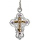 Крестик с золотым Распятием Христовым из серебра с корундами Ag 925/Au 585