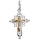 Нательный крест с золотым Распятием Христовым из серебра Ag 925/Au 585