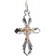 Крестик с золотым Распятием Христовым из серебра Ag 925/Au 585