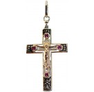 Православный нательный крест с вставками корунда из  золота и серебра